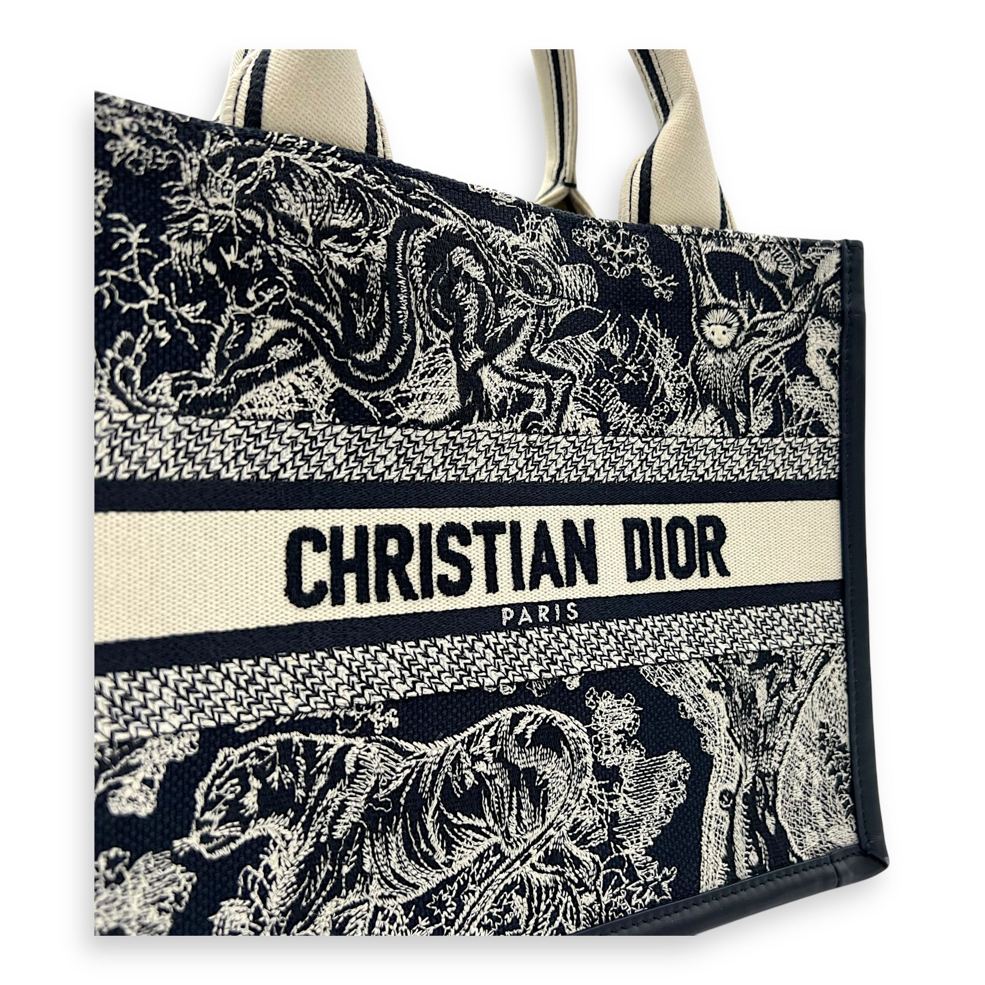 Christian Dior Book Tote Top Handle Bag Small Blue in Canvas, Gold hardware_6