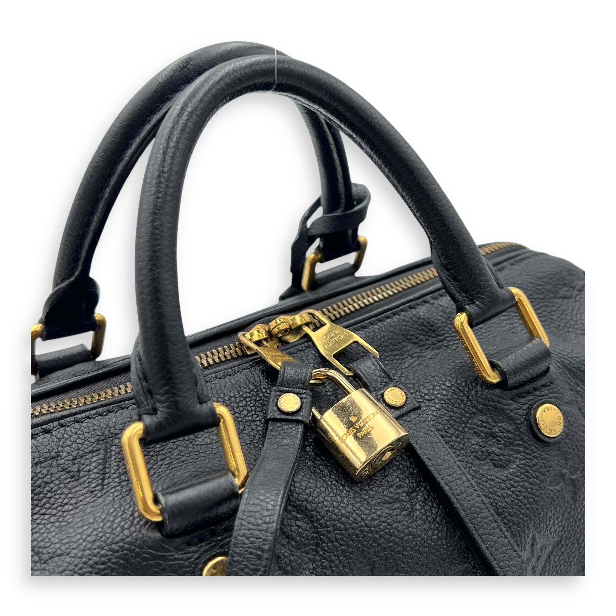 Louis Vuitton Speedy Top Handle Bag 25 Blue in Empreinte Leather, Gold hardware_6