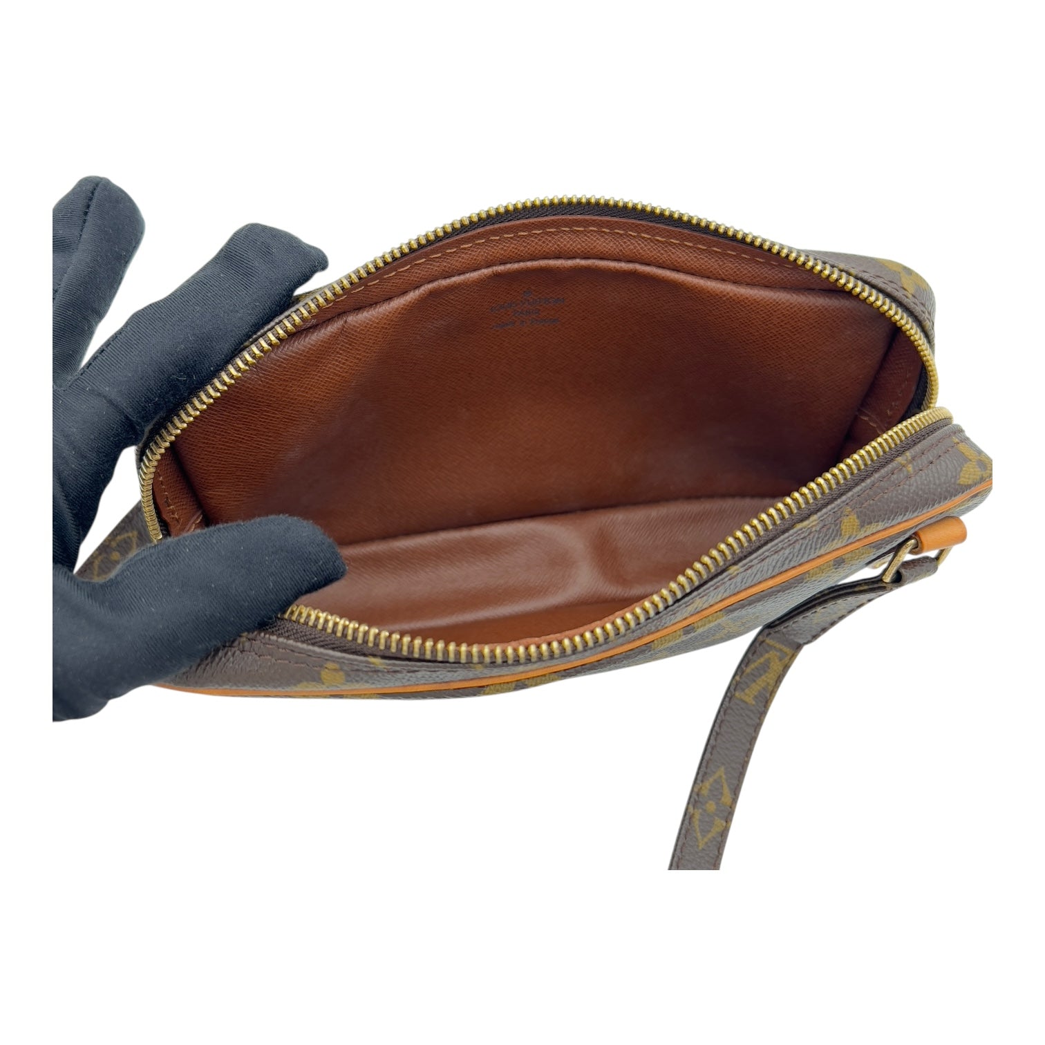 Louis Vuitton Marly Crossbody Bag Brown in Monogram Coated Canvas, Gold hardware_6