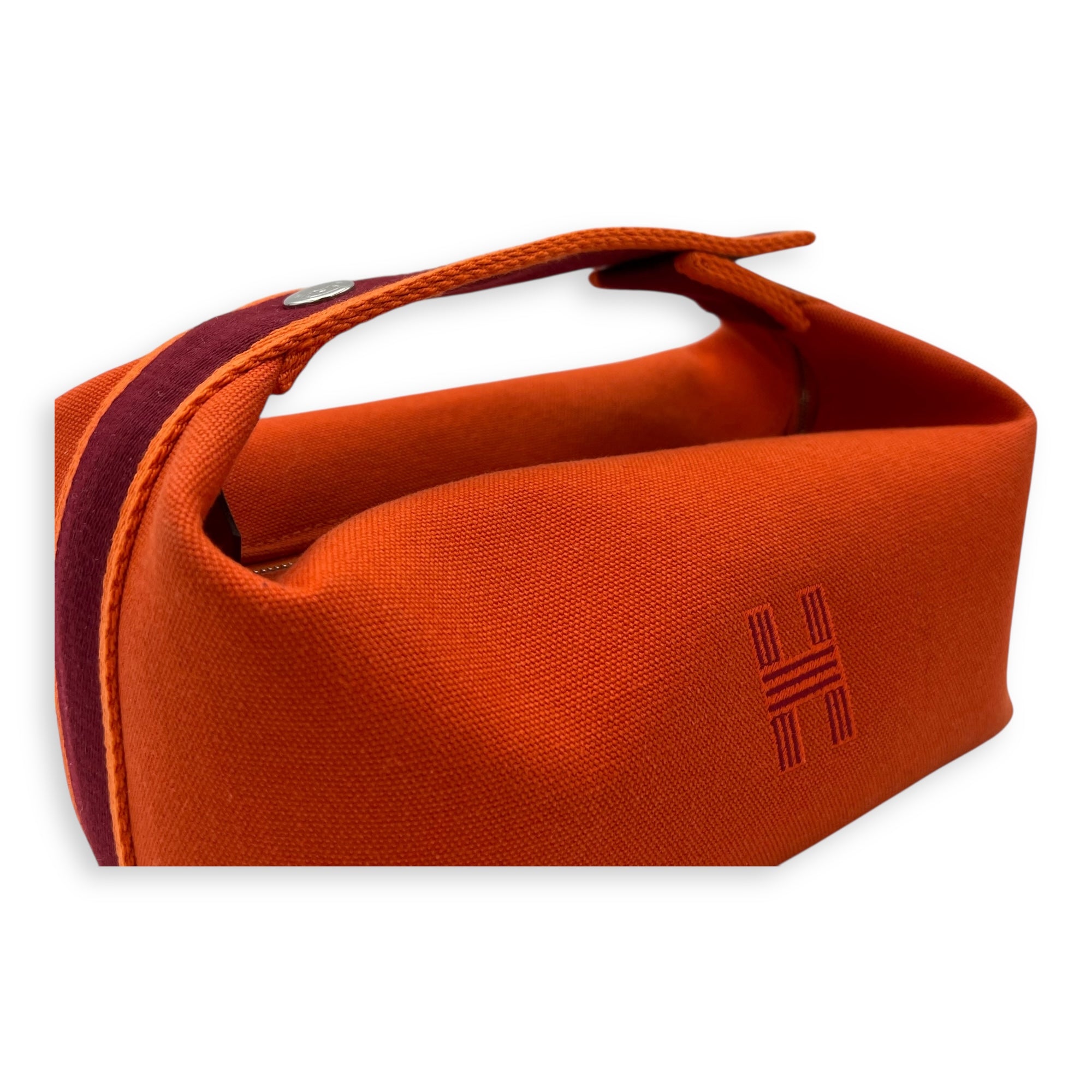 Hermès Bride a Brac Orange Pouch in Canvas, Silver hardware_6