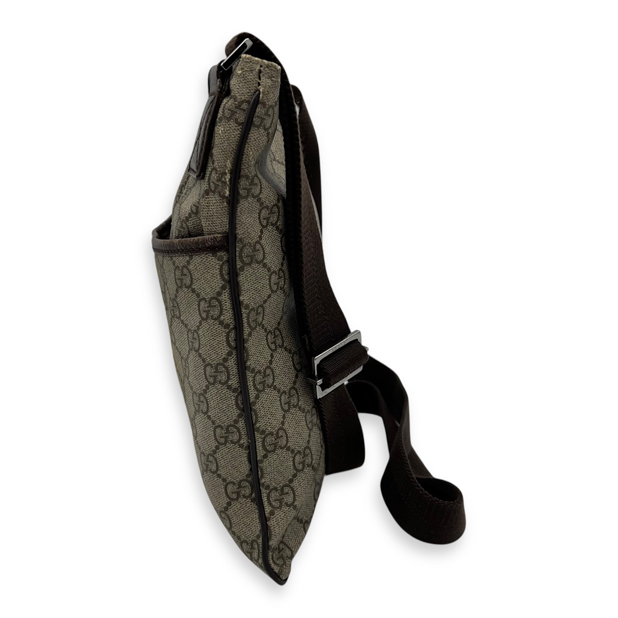 Gucci GG Supreme Shoulder Bag Brown in Coated Canvas, Silver hardware_3
