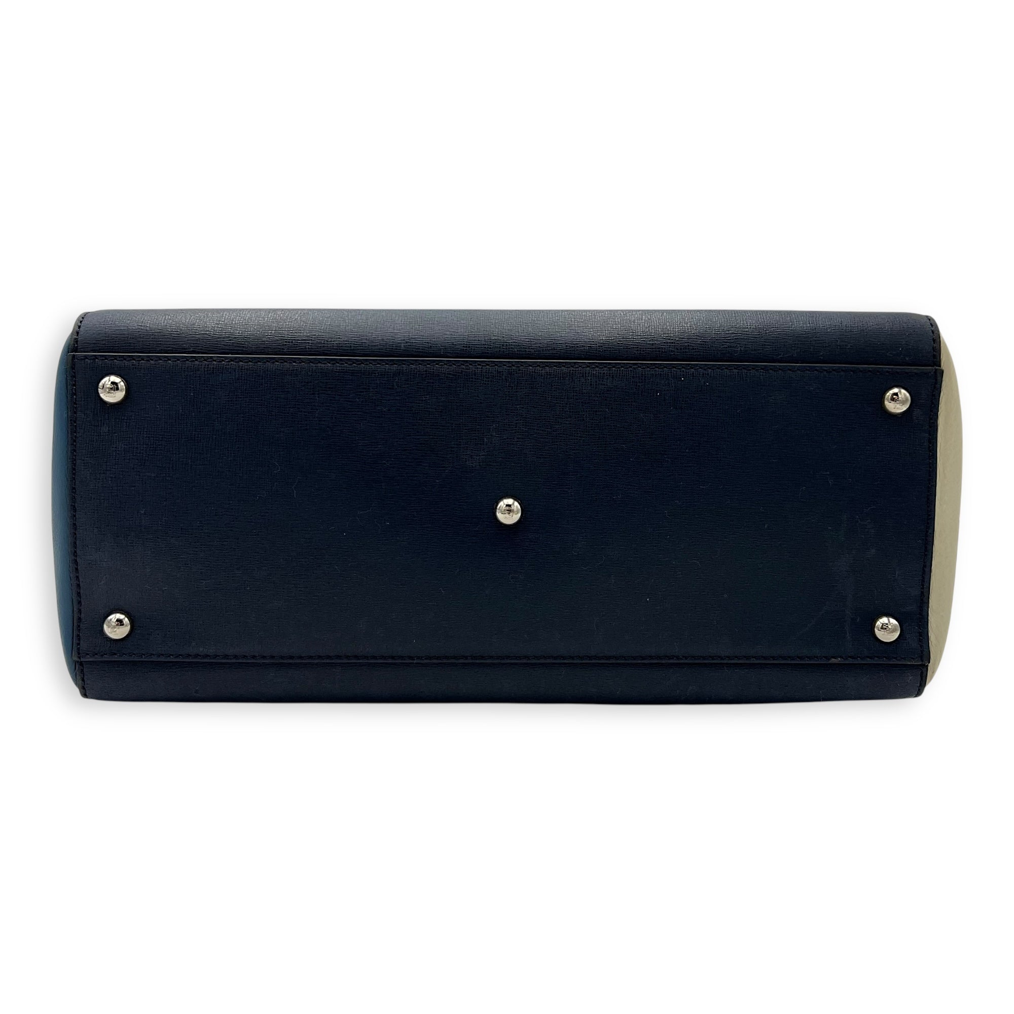 Fendi 2Jours Top Handle Bag Blue in Calfskin, Silver hardware_5