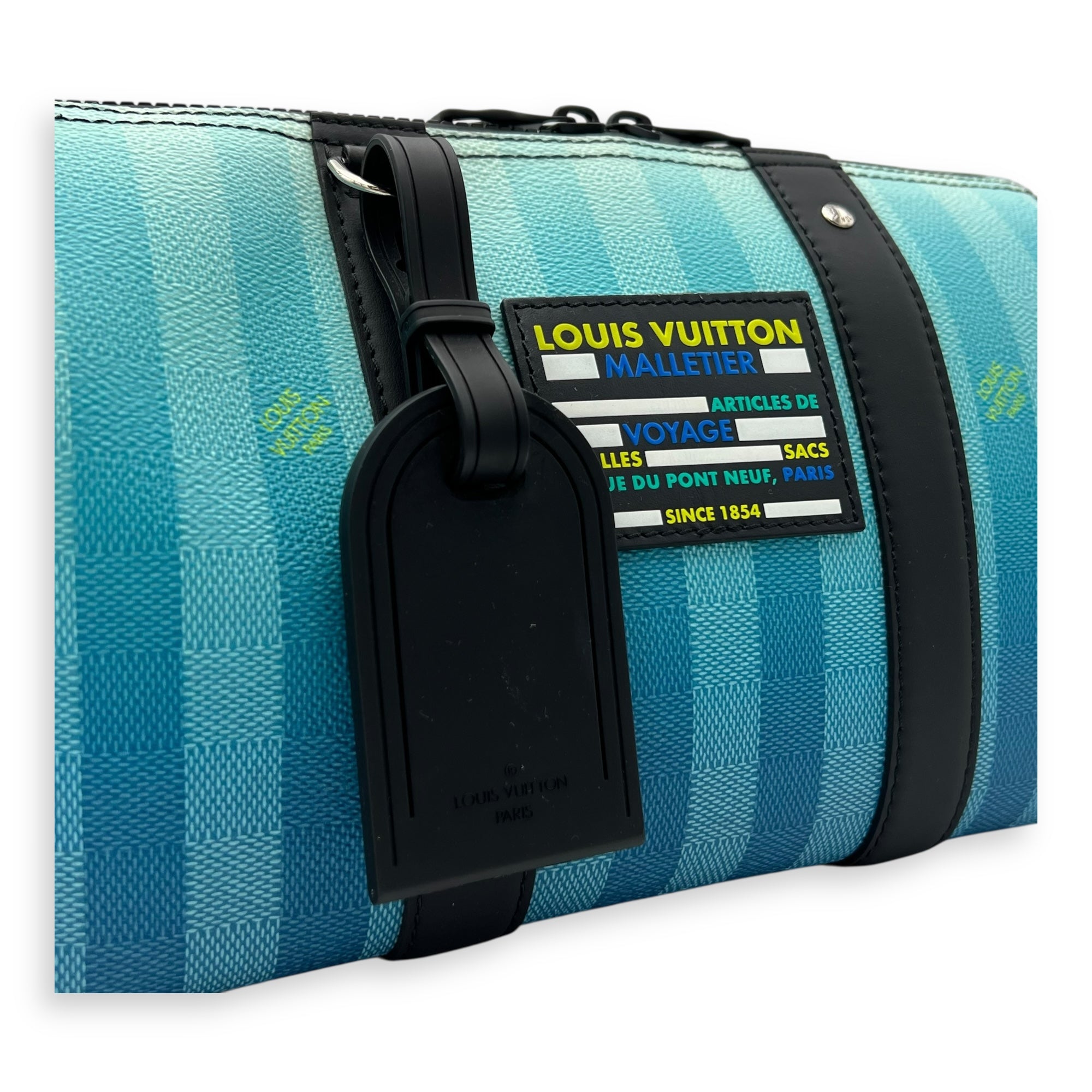 Louis Vuitton City keepall Crossbody Bag Medium Blue in Canvas, Black hardware_6