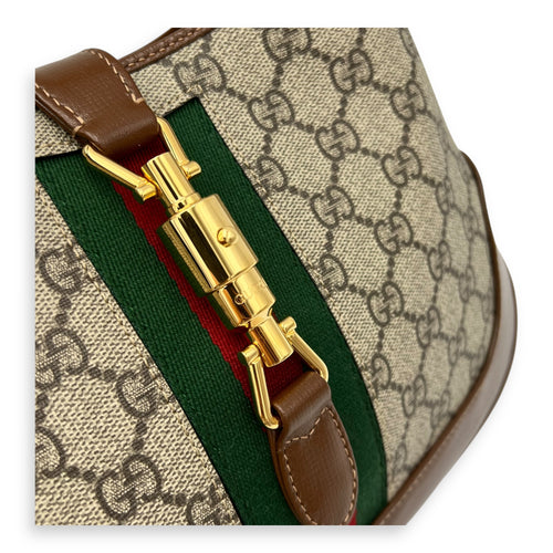Gucci Jackie 1961 Top Handle Bag Brown in Coated Canvas, Gold hardware_6