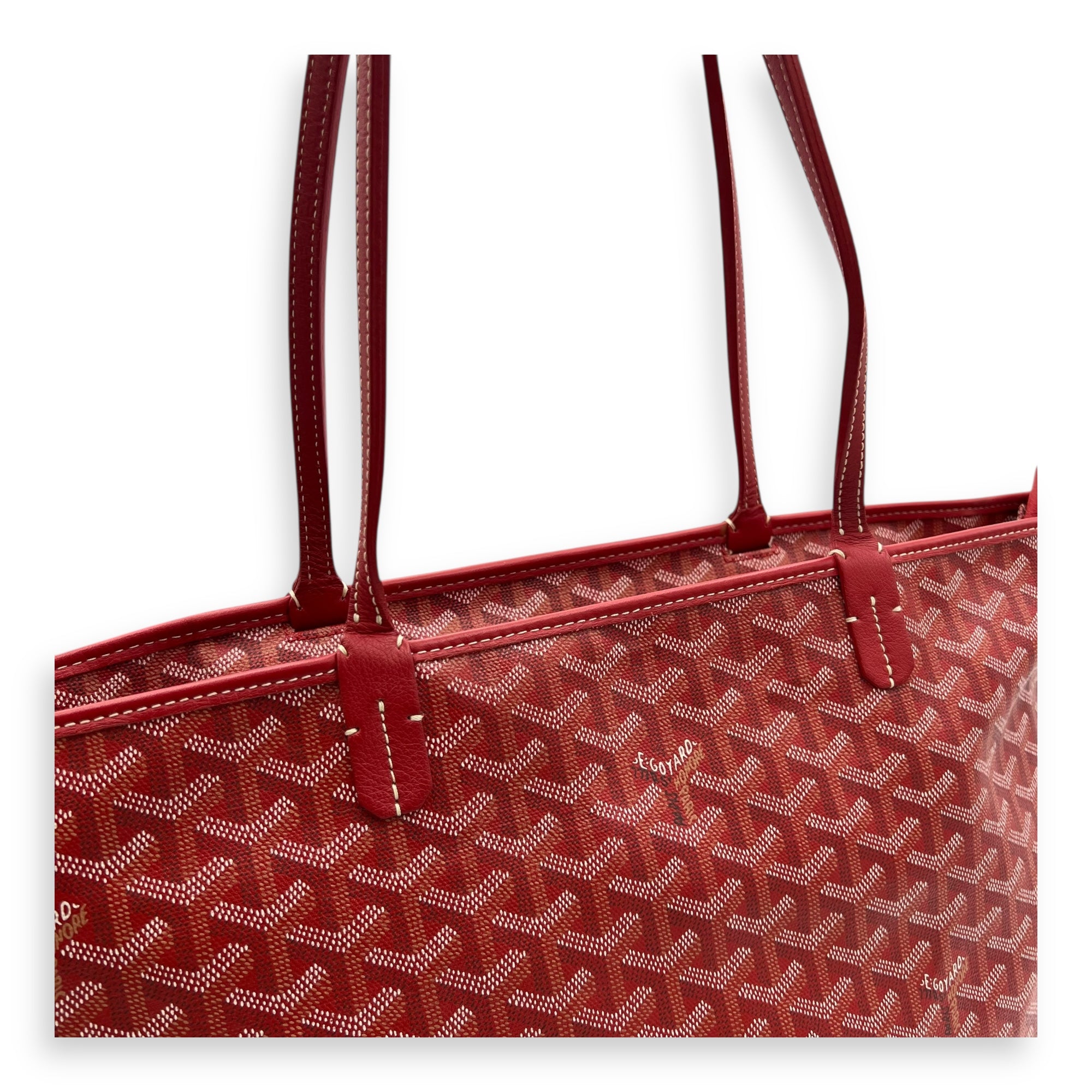 Goyard Artois MM Red Tote Bag in Coated Canvas, Silver hardware_6