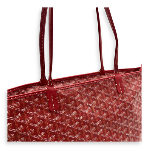 Goyard Artois MM Red Tote Bag in Coated Canvas, Silver hardware_6