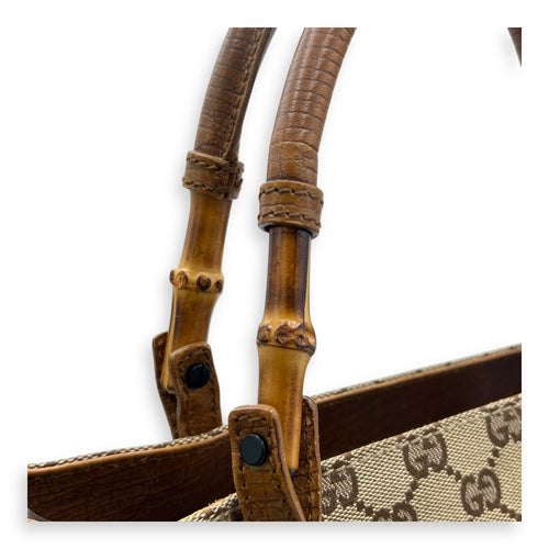 Gucci GG Top Handle Bag Brown in Canvas, Gold hardware_6