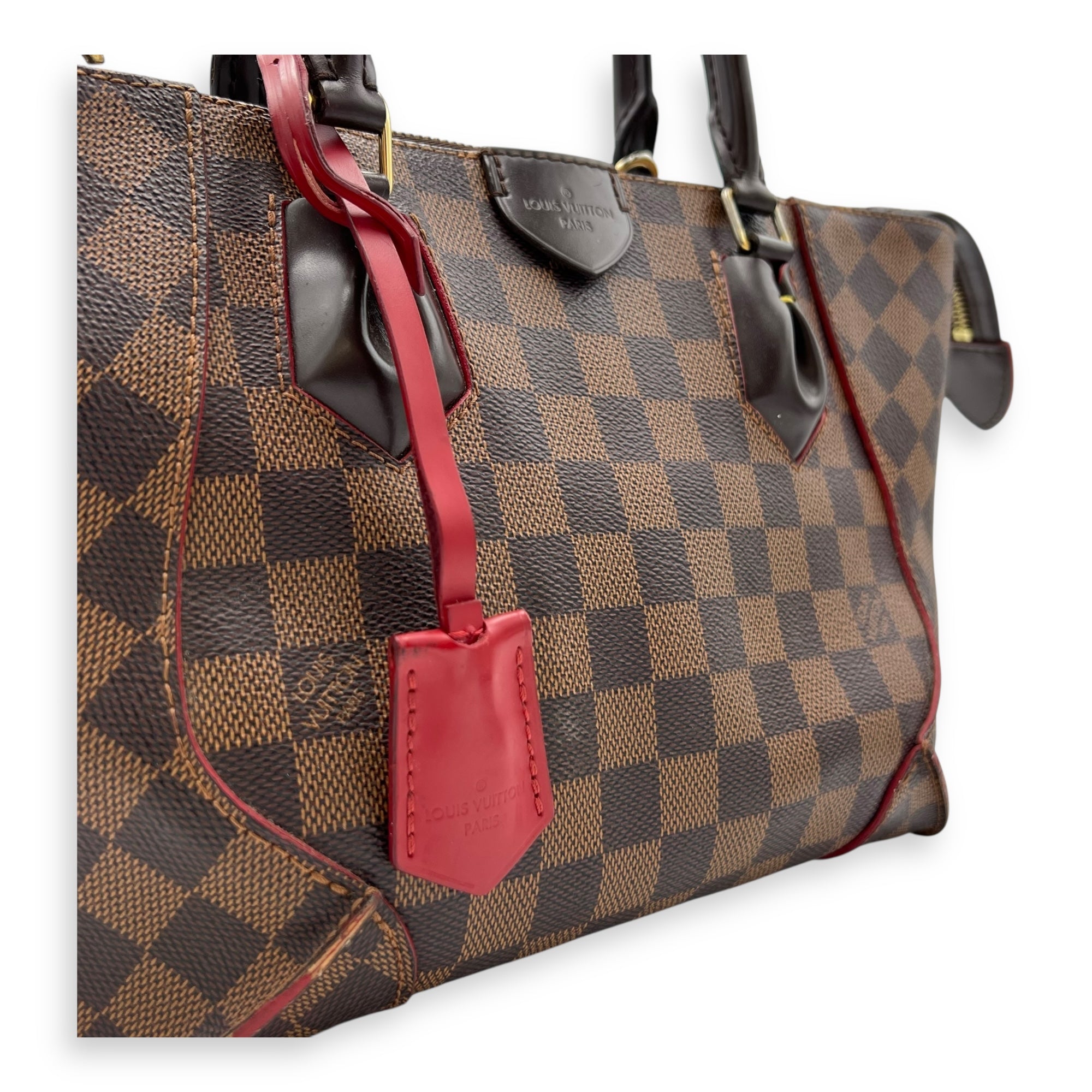 Louis Vuitton Caissa Top Handle Bag Brown in Coated Canvas, Gold hardware_6