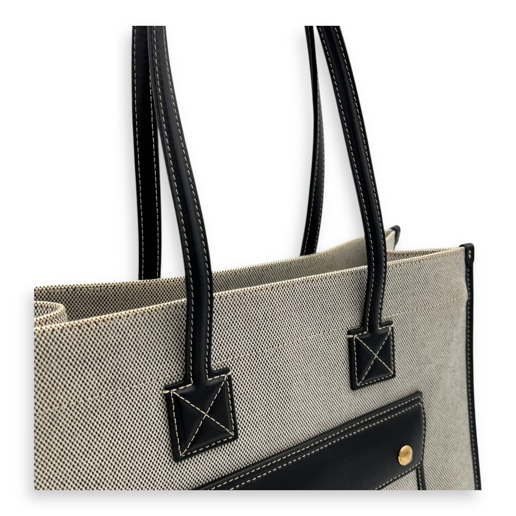 Burberry Freya Tote Bag Black in Canvas, Gold hardware_6