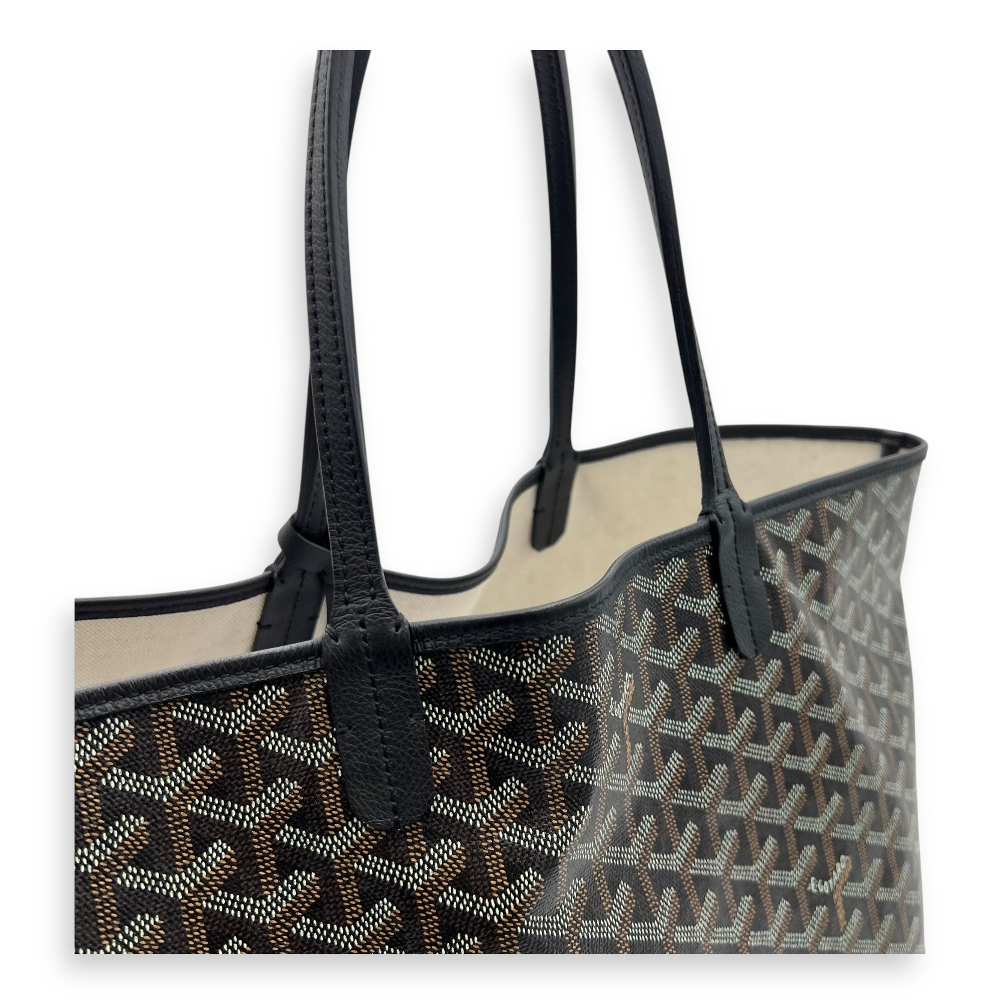 Goyard Saint Louis Tote Bag PM Black in Coated Canvas, Silver hardware_6