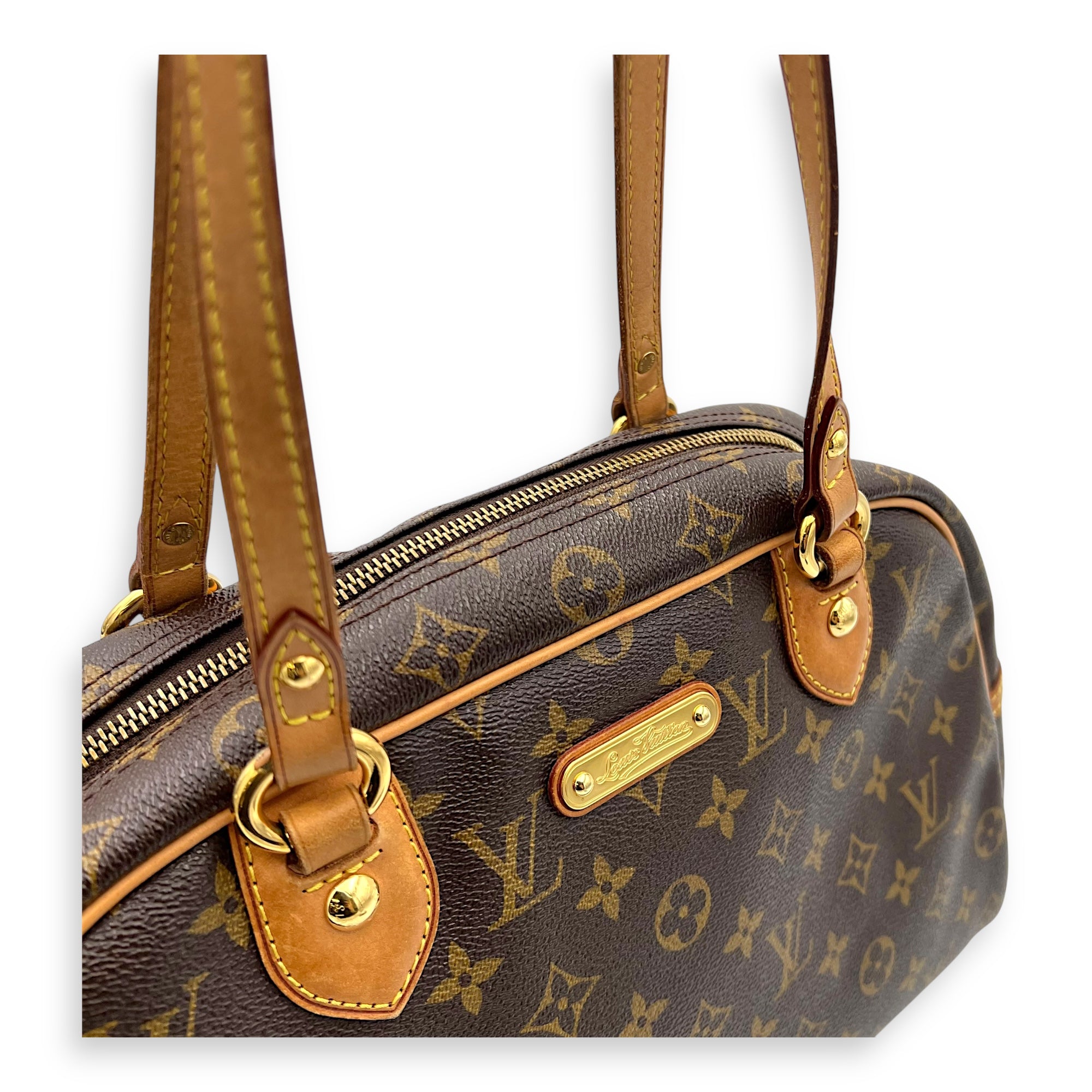 Louis Vuitton Montorgueil Shoulder Bag Brown in Monogram Coated Canvas, Gold hardware_6