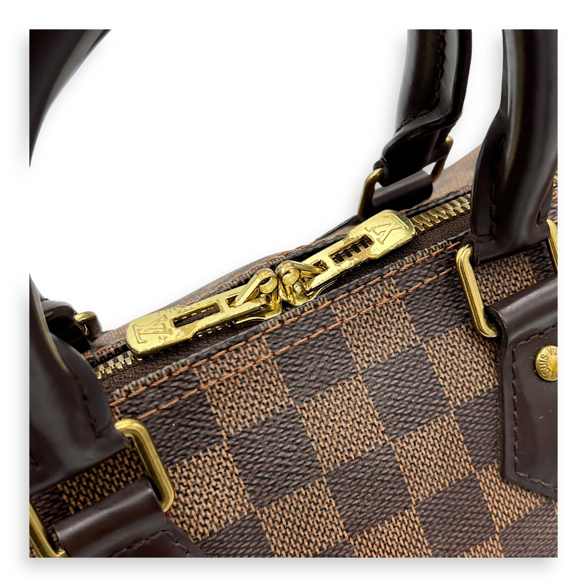 Louis Vuitton Speedy Bandouliere Top Handle Bag 25 Brown in Coated Canvas, Gold hardware_6