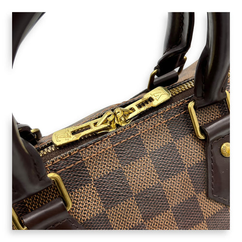 Louis Vuitton Speedy Bandouliere Top Handle Bag 25 Brown in Coated Canvas, Gold hardware_6
