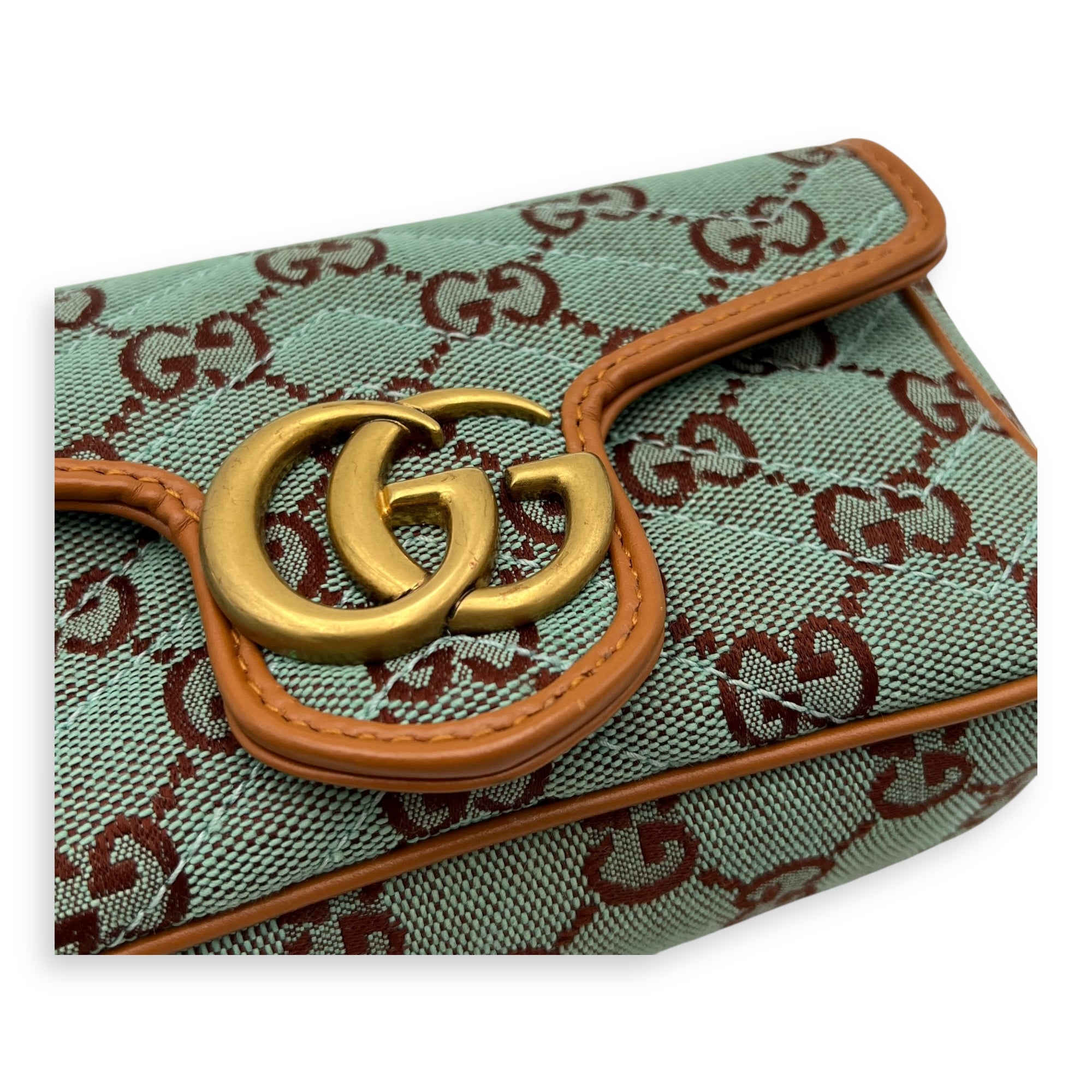 Gucci GG Marmont Crossbody Bag Super Mini Blue in Denim, Gold hardware_6