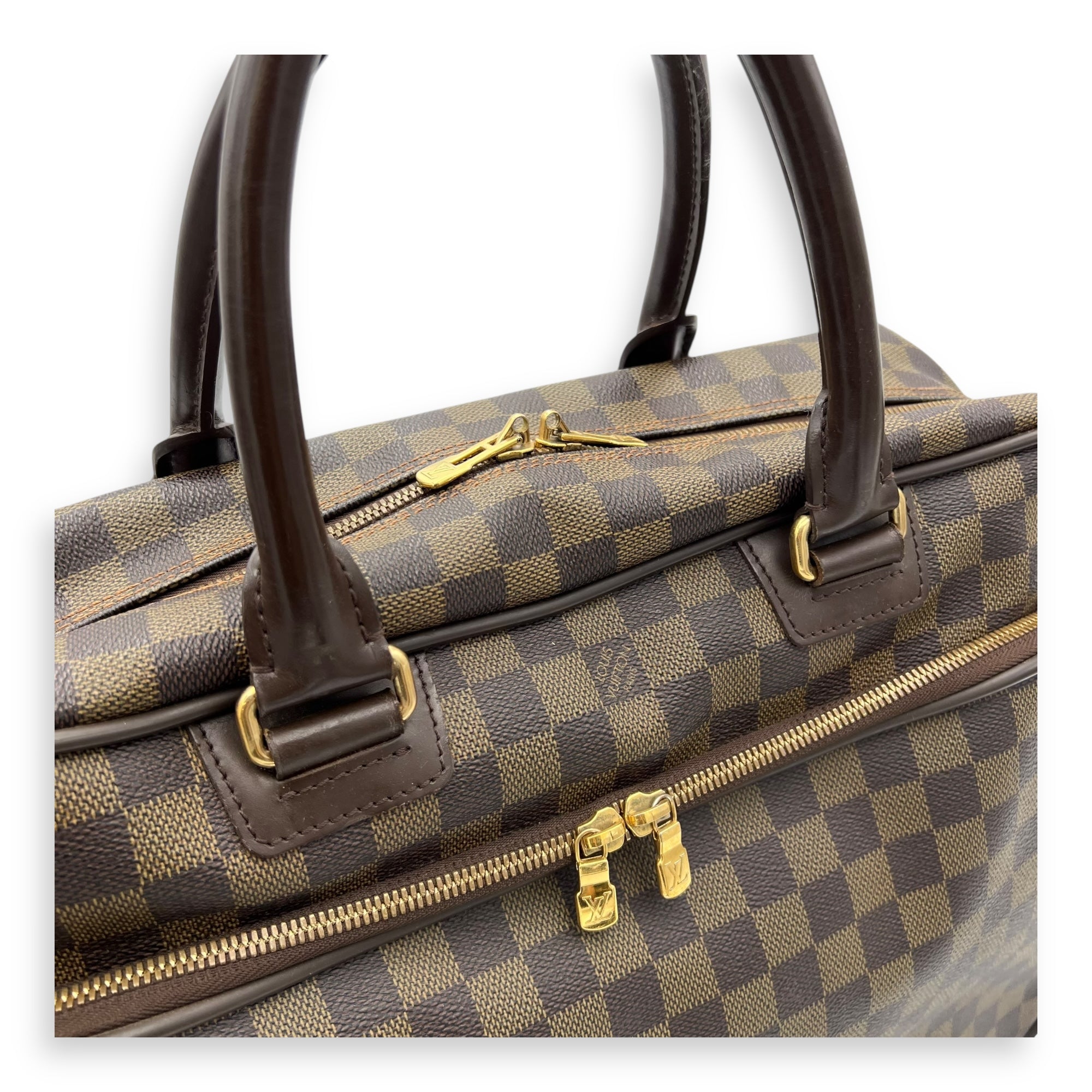 Louis Vuitton ICare Top Handle Bag Brown in Coated Canvas, Gold hardware_6
