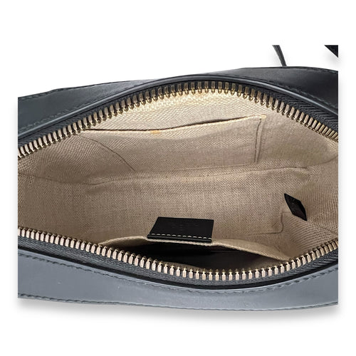 Gucci Bee Crossbody Bag Black in Calfskin, Gold hardware_6