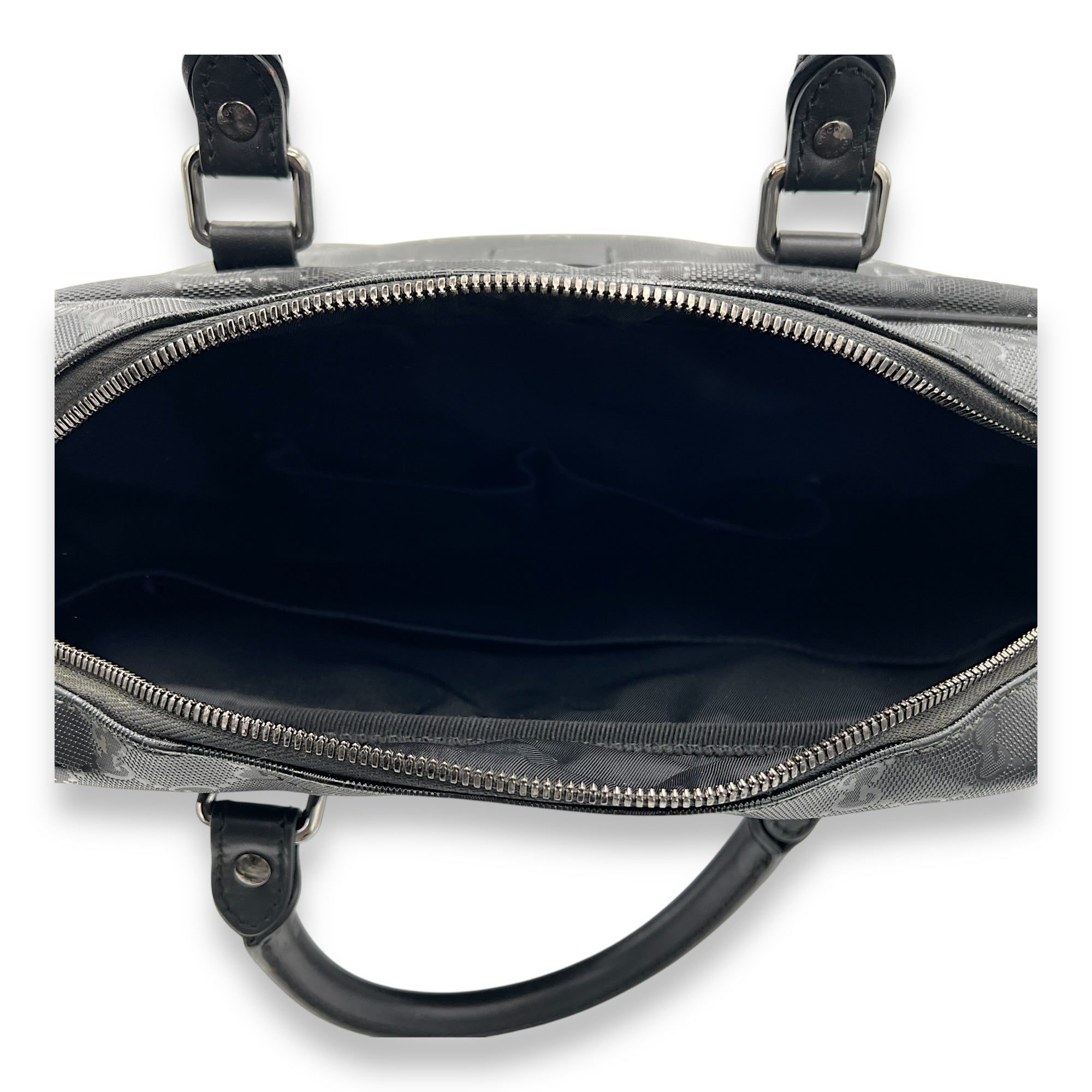 Gucci GG Top Handle Bag Black in Coated Canvas, Silver hardware_6