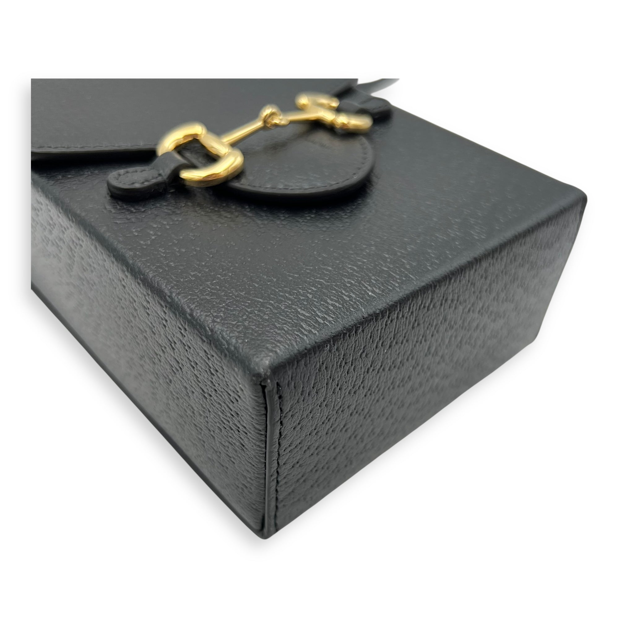 Gucci Horsebit 1955 Black Crossbody Bag in Calfskin, Gold hardware_6