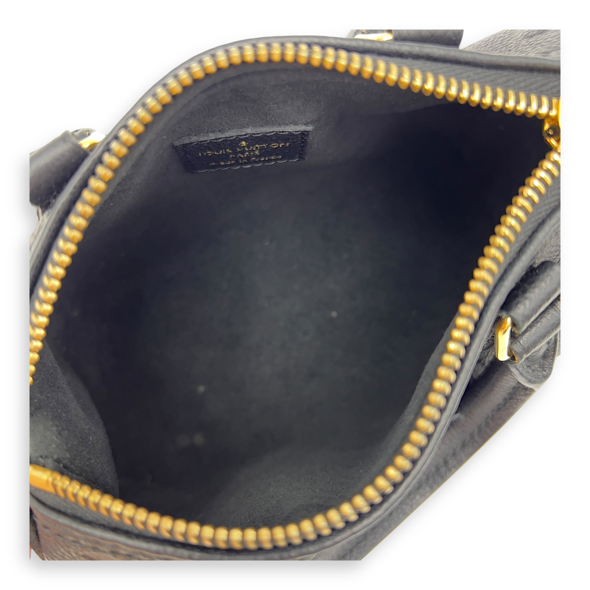 Louis Vuitton Speedy Nano Black Top Handle Bag in Monogram Empreinte Leather, Gold hardware_4