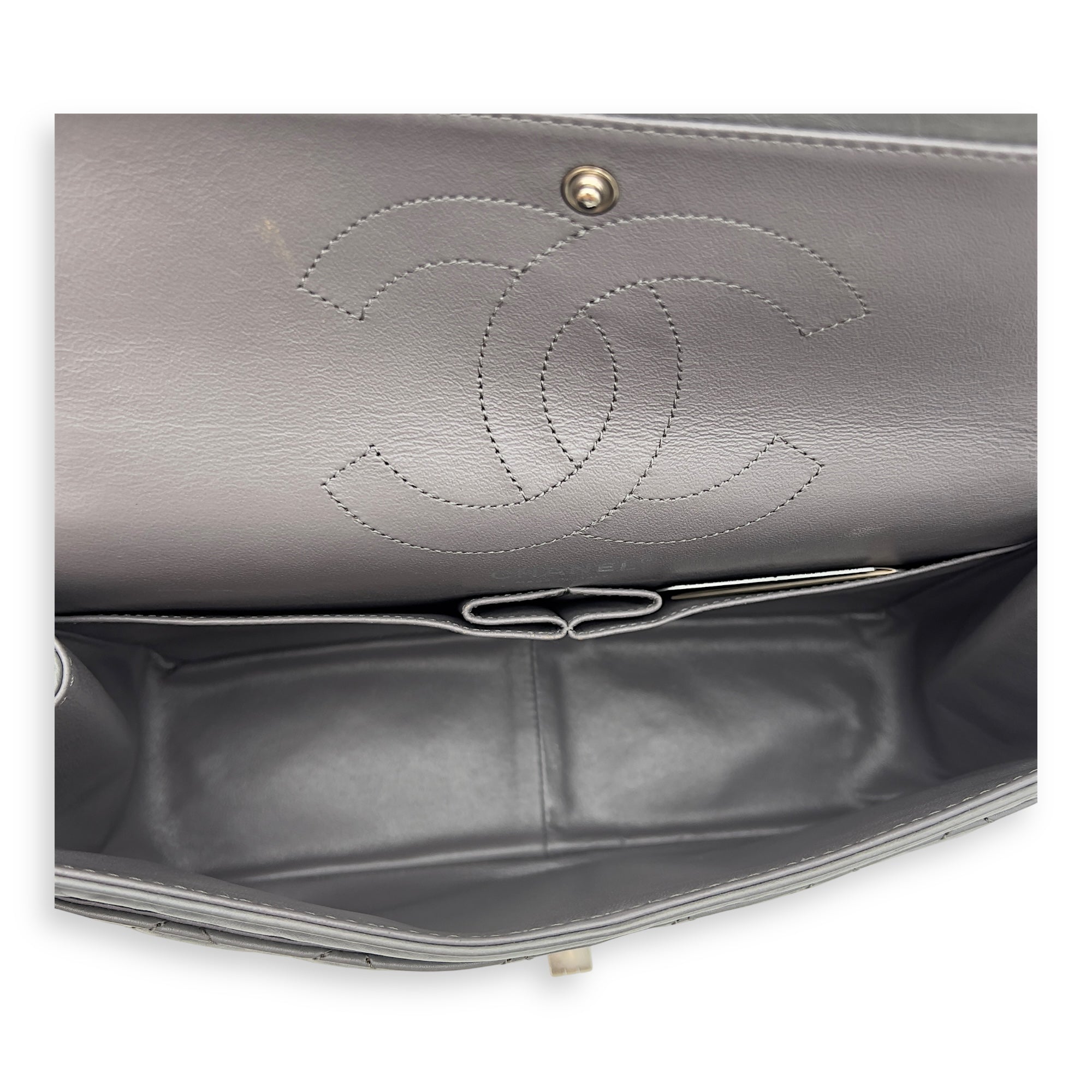 Chanel 2.55 Shoulder Bag Grey in Calfskin, Ruthenium hardware_4