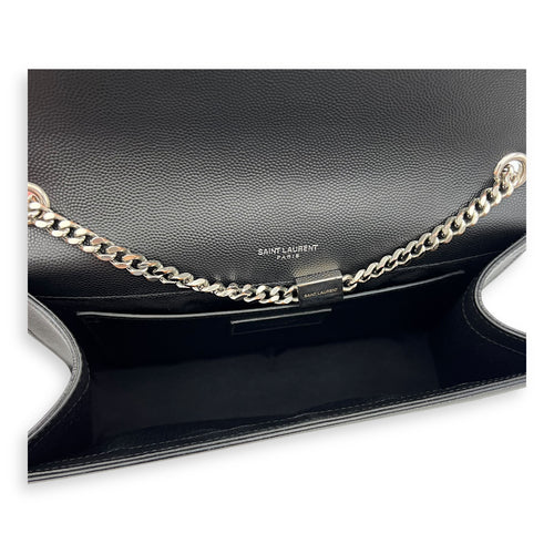 Saint Laurent Kate Crossbody Bag Black in Calfskin, Silver hardware_8