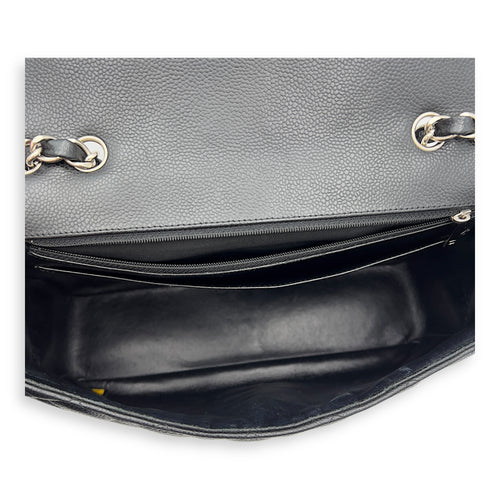 Chanel Classic Shoulder Bag Jumbo Black in Caviar Leather, Silver hardware_6