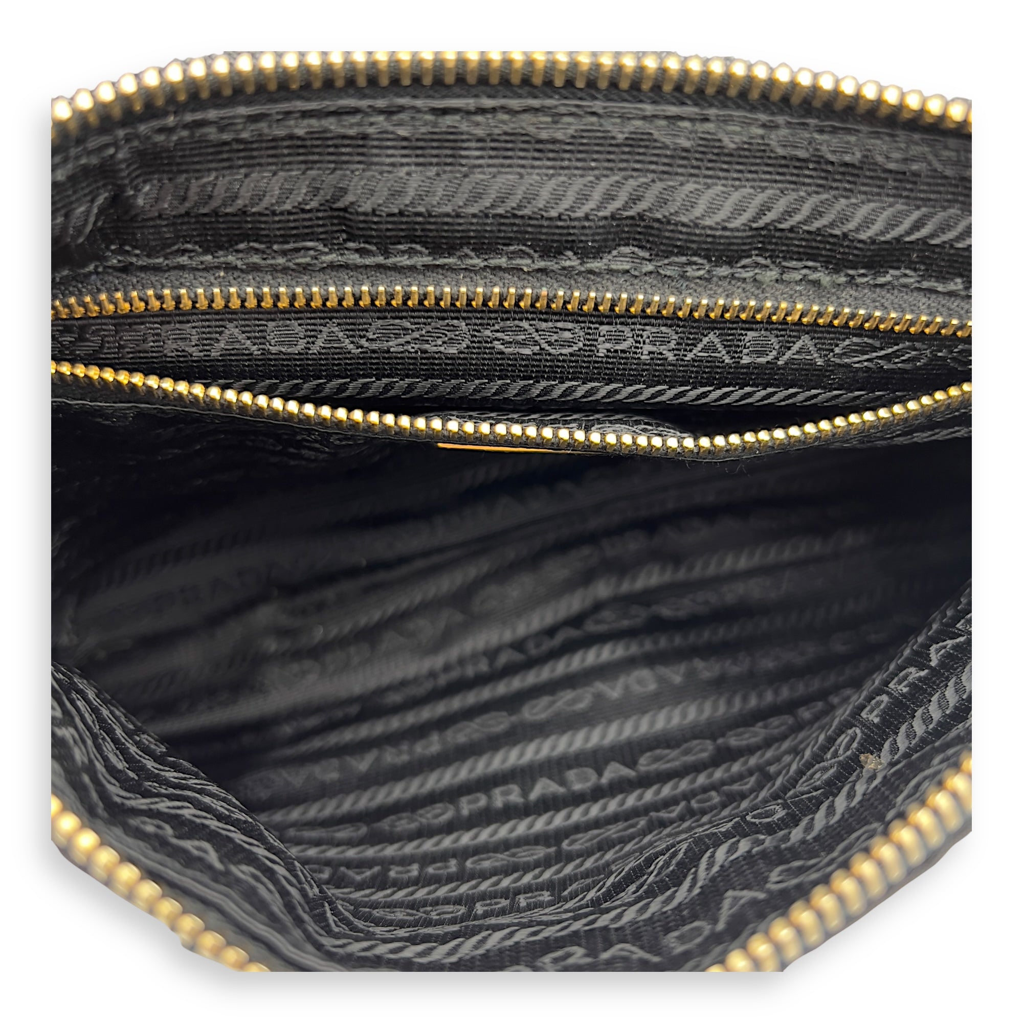 Prada Tessuto Crossbody Bag Small Black in Nylon, Gold hardware_6
