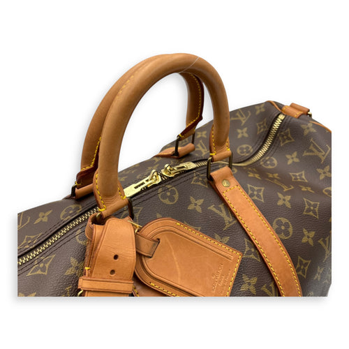 Louis Vuitton Keepall Top Handle Bag 45 Brown in Monogram Coated Canvas, Gold hardware_6