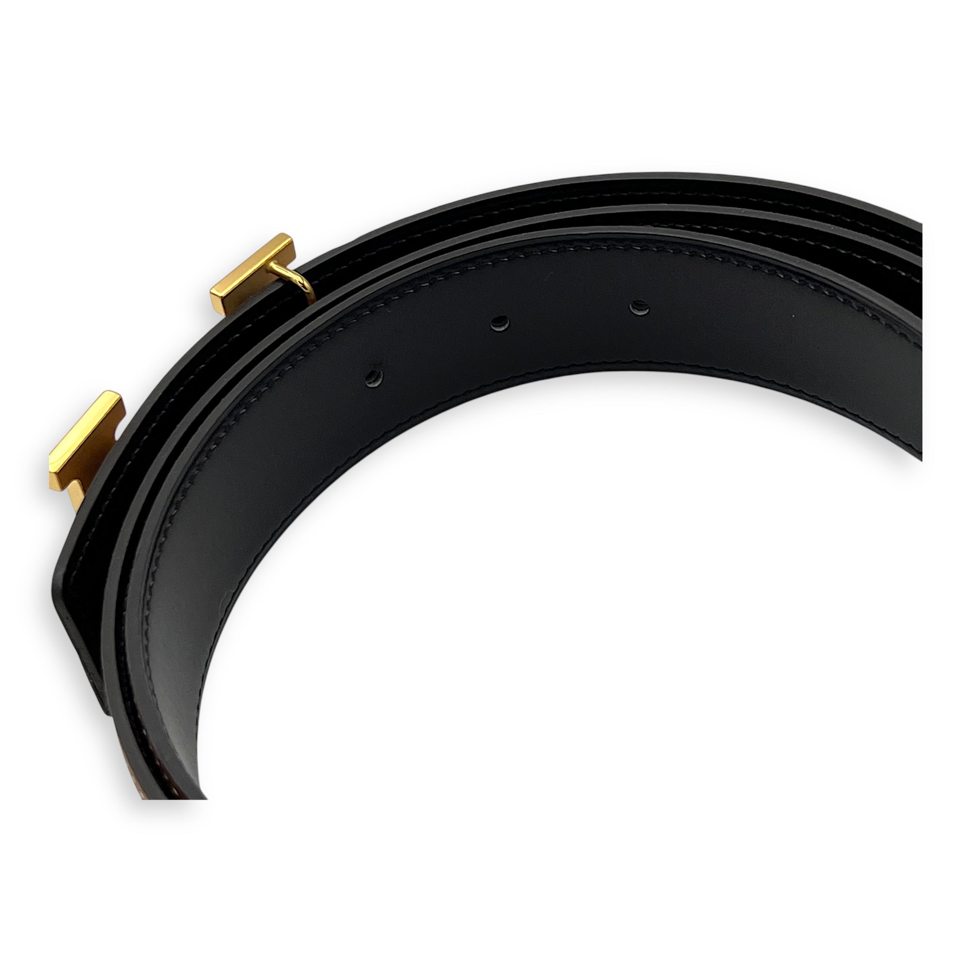 Hermès H buckle Gold Belt in Calfskin, Gold hardware_6