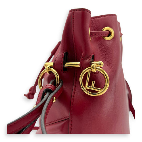 Fendi Mon Tresor Bucket Bag Red in Calfskin, Gold hardware_6