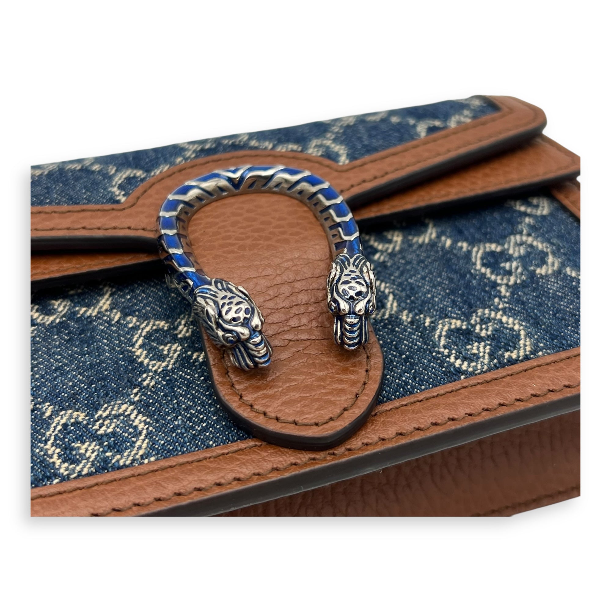 Gucci Dionysus Super Mini Blue Crossbody Bag in Denim, Ruthenium hardware_6