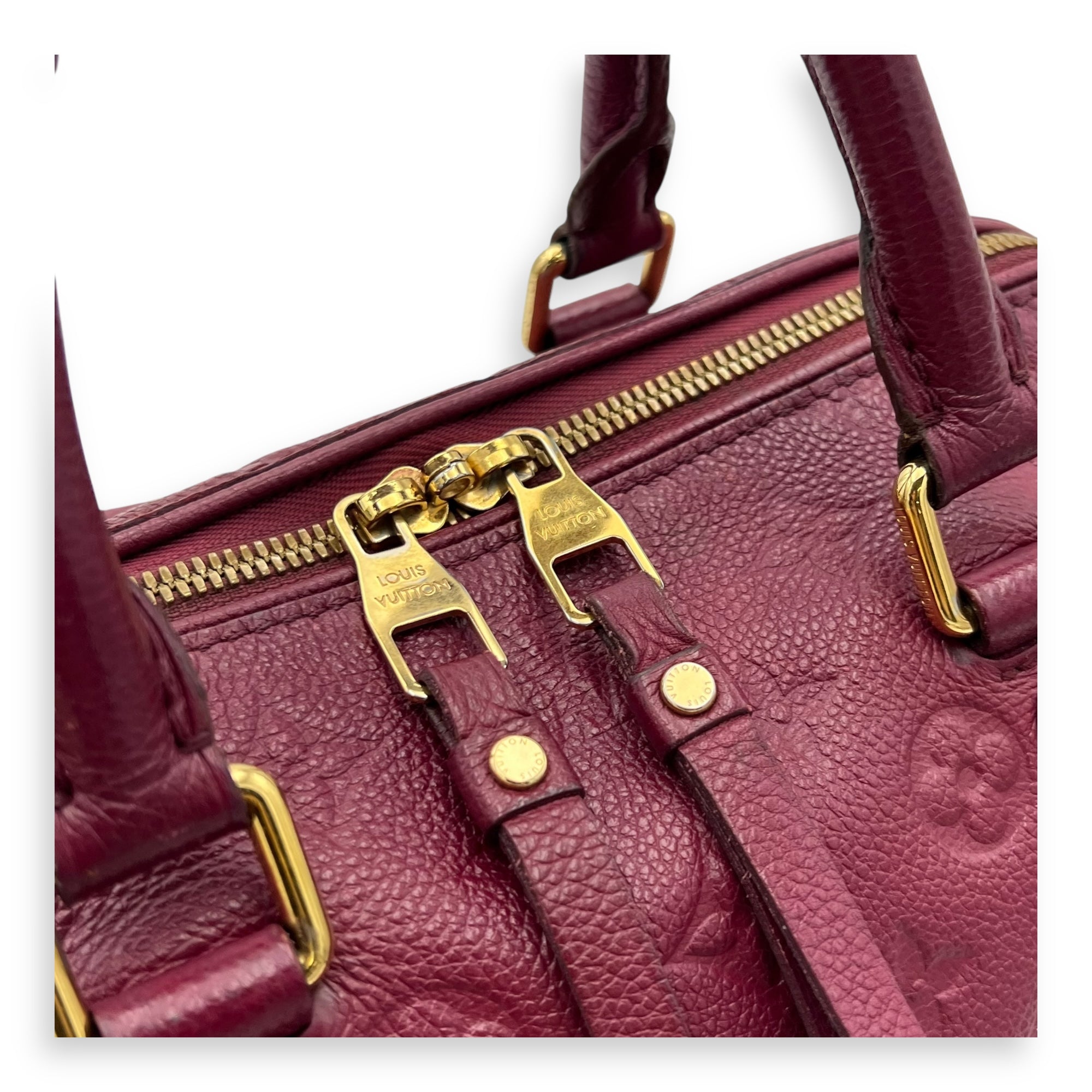 Louis Vuitton Speedy Bandouliere Top Handle Bag 25 Red in Empreinte Leather, Gold hardware_6