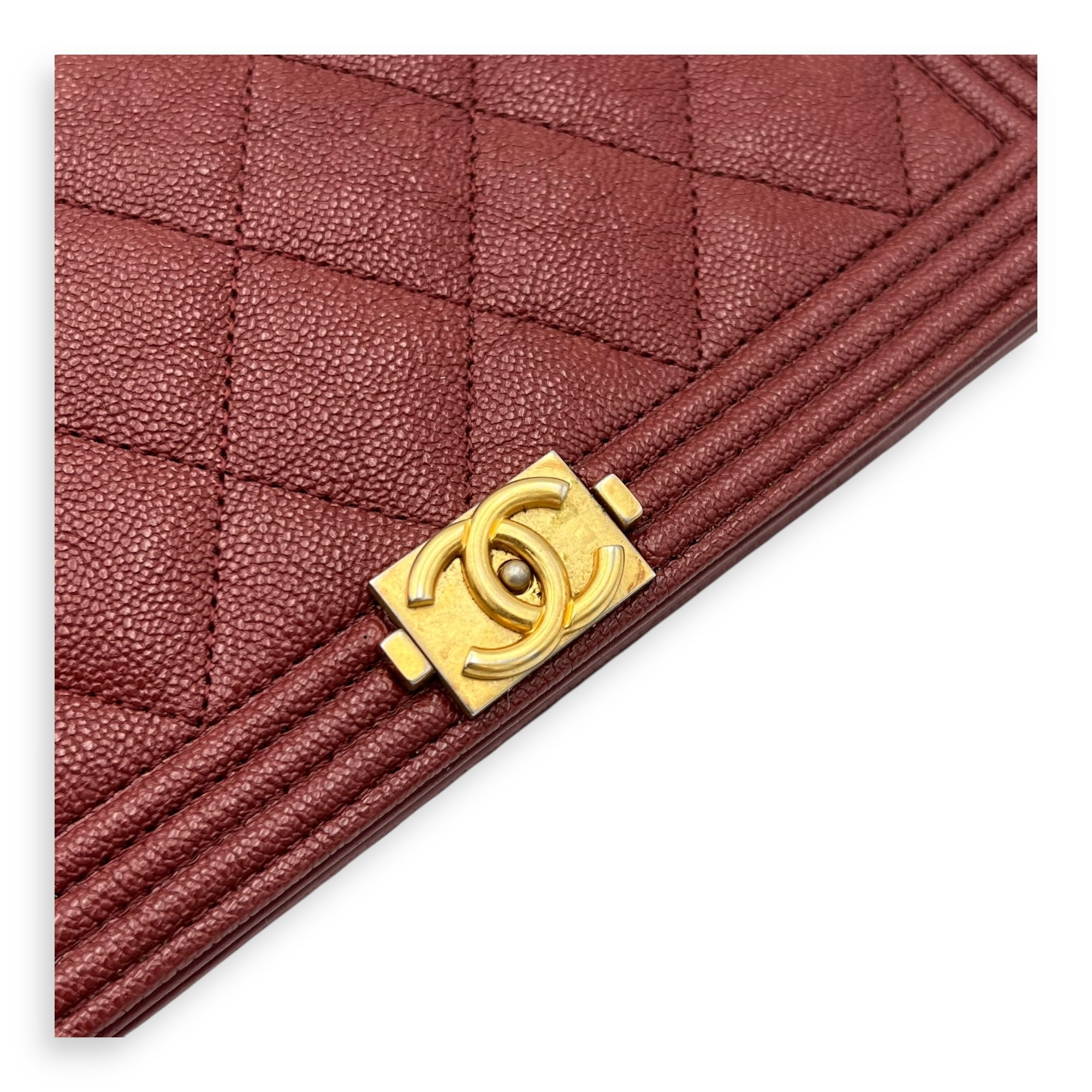 Chanel Boy Wallet On Chain Red in Caviar Leather, Gold hardware_6
