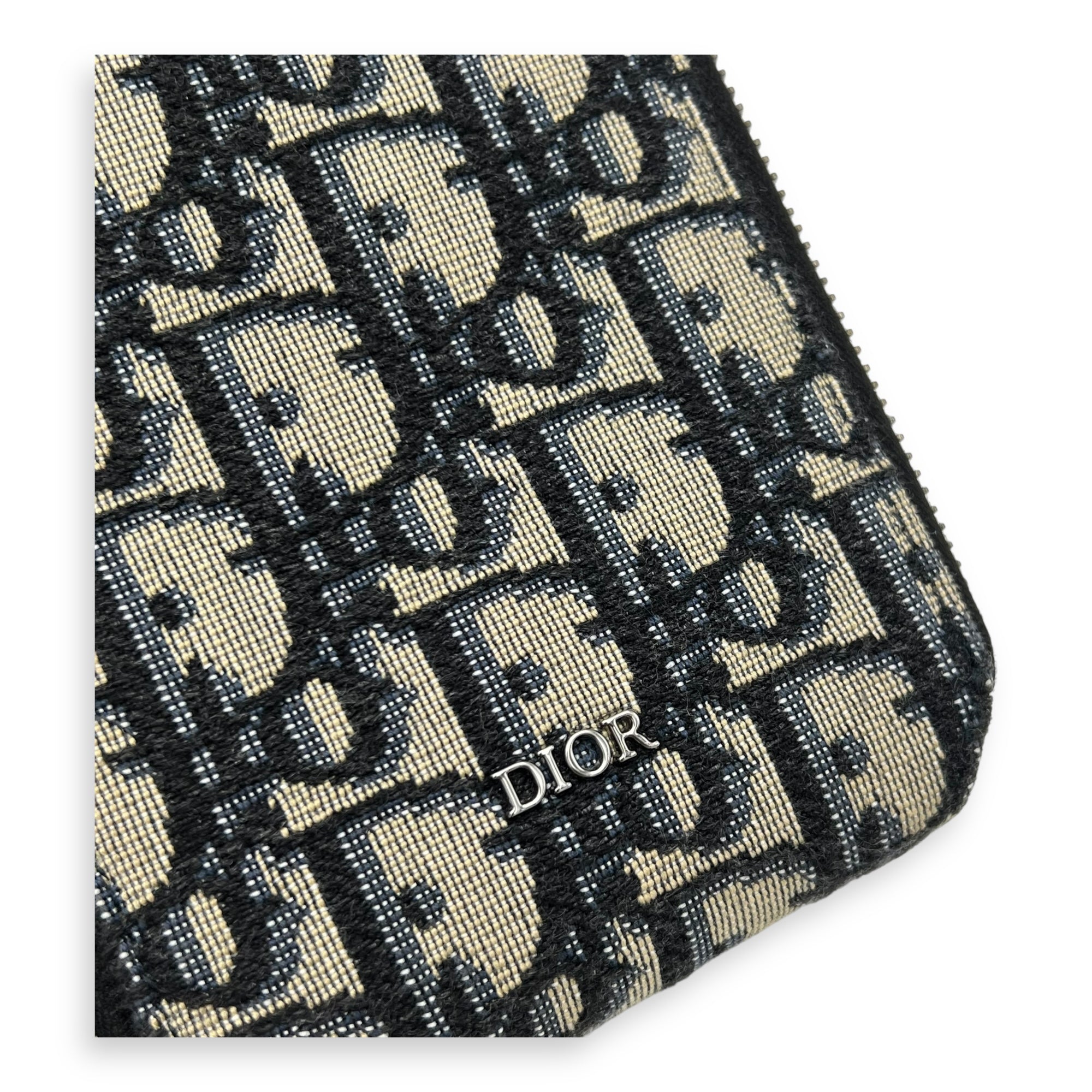 Christian Dior Oblique Crossbody Bag Blue in Jacquard, Silver hardware_6