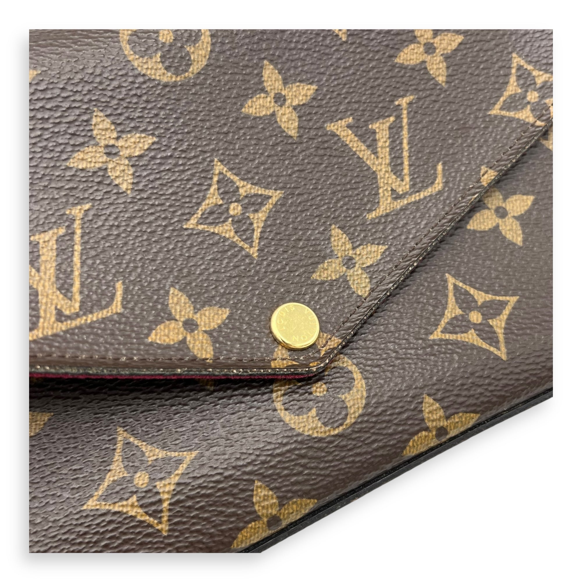 Louis Vuitton Felicie Wallet On Chain Brown in Monogram Coated Canvas, Gold hardware_6