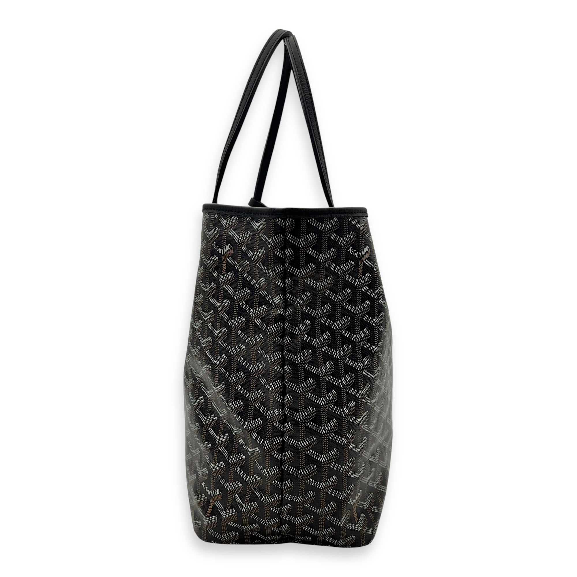 Goyard Saint Louis Tote Bag PM Black in Coated Canvas, Silver hardware_3