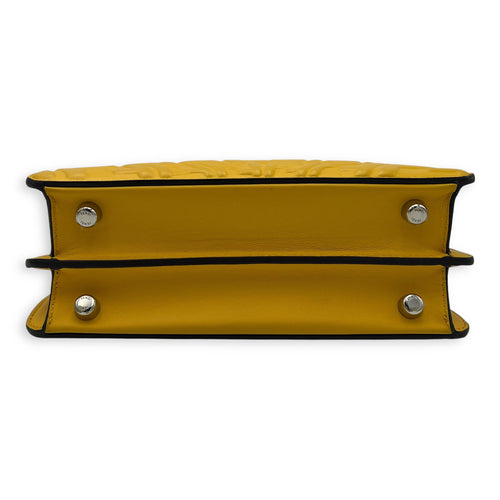Fendi Peekaboo Top Handle Bag Yellow in Calfskin, Silver hardware_5