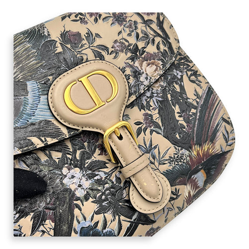 Christian Dior Jardin d’Hiver Bobby Frame Medium Beige Shoulder Bag in Calfskin, Gold hardware_6