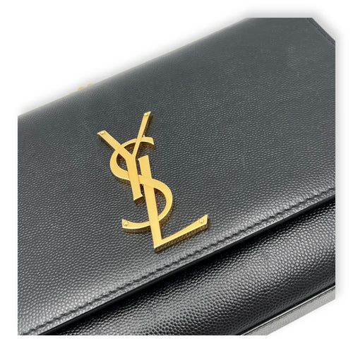 Saint Laurent Kate Black Wallet On Chain in Calfskin, Gold hardware_6