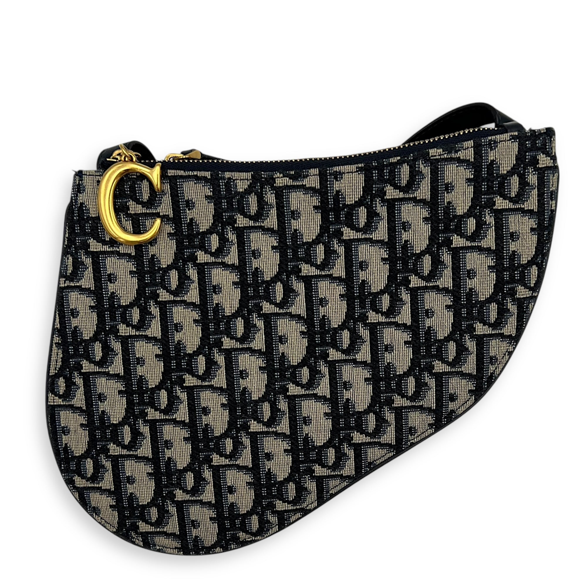 Christian Dior Saddle Crossbody Bag Blue in Jacquard, Gold hardware_1