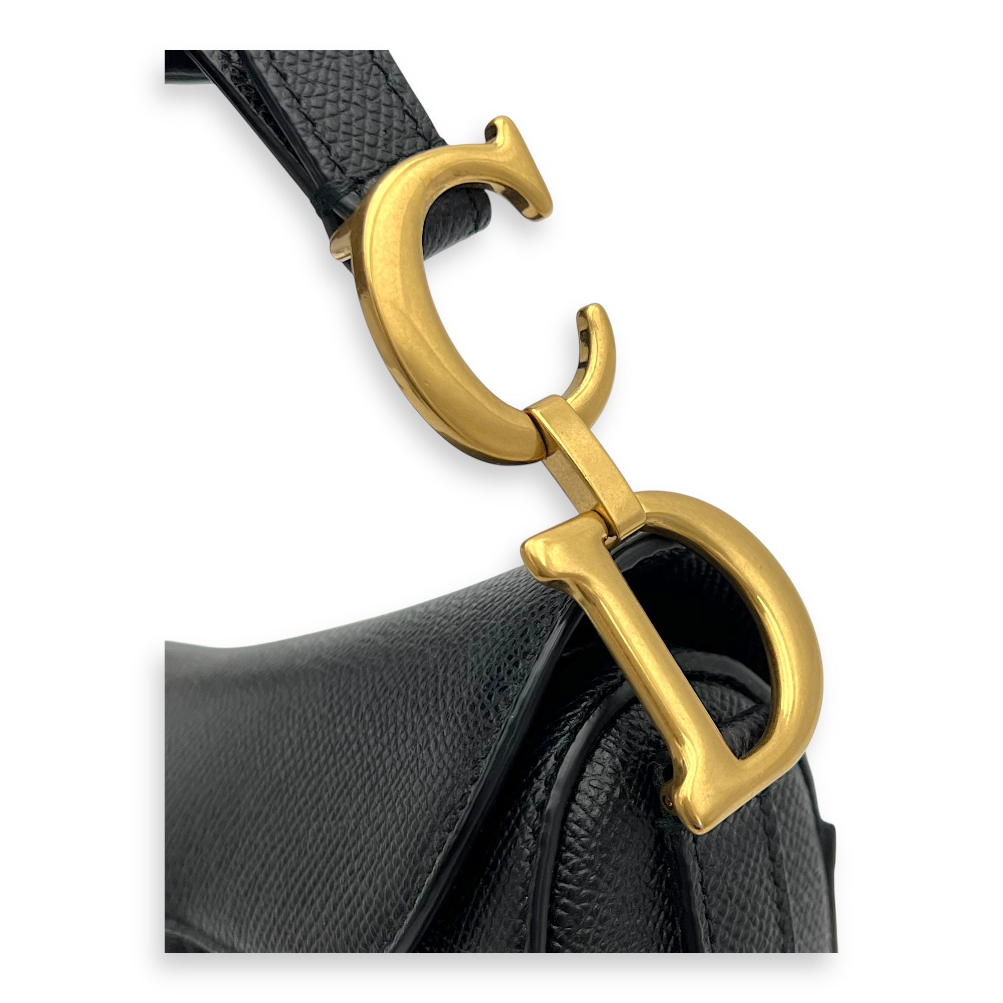 Christian Dior Saddle Mini Black Top Handle Bag in Calfskin, Gold hardware_6