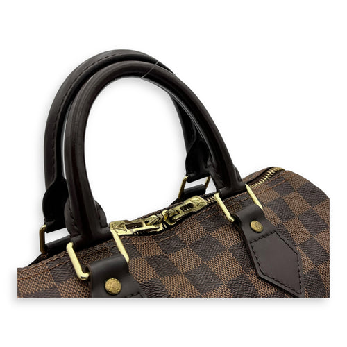 Louis Vuitton Speedy Bandouliere Top Handle Bag 25 Brown in Coated Canvas, Gold hardware_6