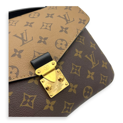 Louis Vuitton Metis Brown Top Handle Bag in Reverse Monogram Coated Canvas, Gold hardware_6
