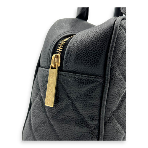 Chanel Vintage Top Handle Bag Black in Caviar Leather, Gold hardware_6