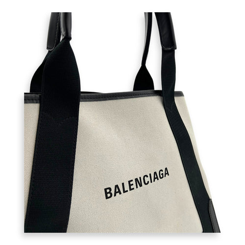 Balenciaga Cabas Tote Bag Medium White in Canvas, Silver hardware_6