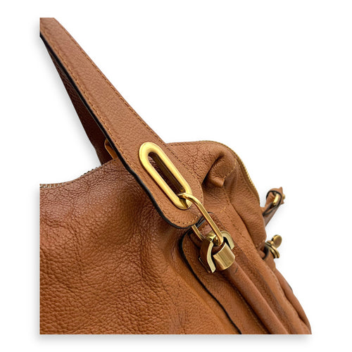 Chloé Paraty Large Brown Top Handle Bag in Calfskin, Gold hardware_6