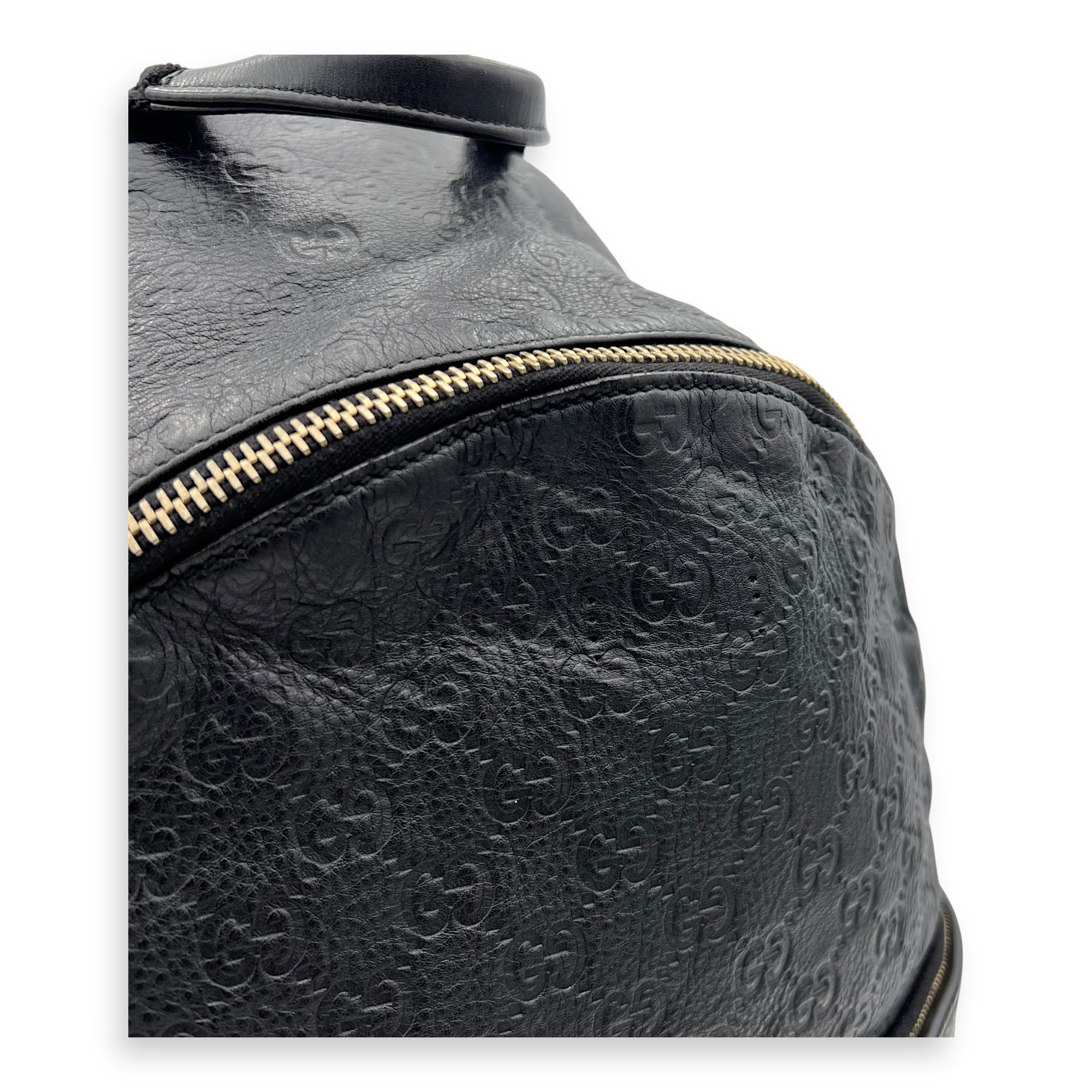 Gucci Guccissima Backpack Black in Calfskin, Gold hardware_6