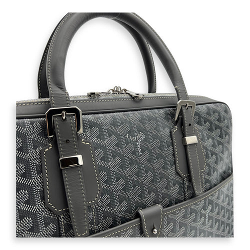 Goyard Ambassade Briefcase Grey in Coated Canvas, Silver hardware_6