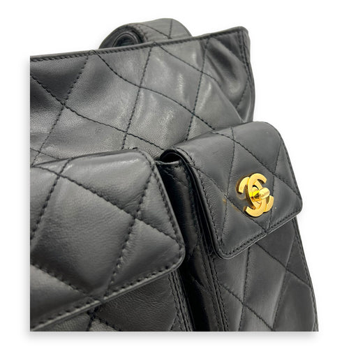 Chanel Vintage Turnlock Shoulder Bag Black in Lambskin, Gold hardware_6