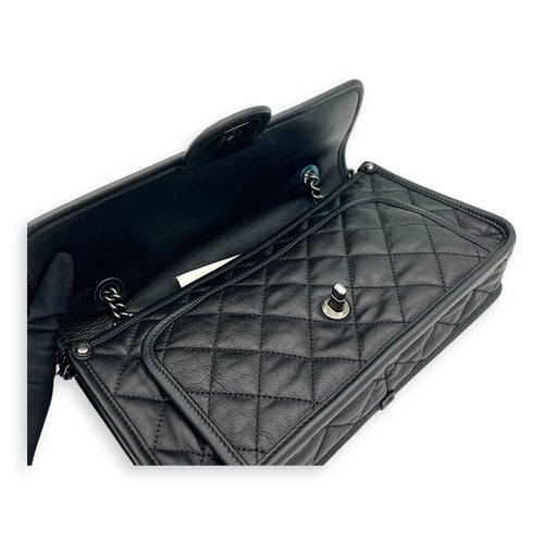 Chanel French Riviera Black Shoulder Bag in Calfskin, Gunmetal hardware_6